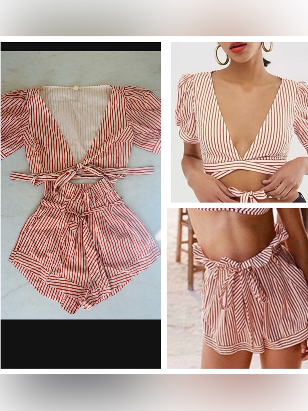 For Love & Lemons SET Selma Wrap Crop Top Isla Shorts 34787